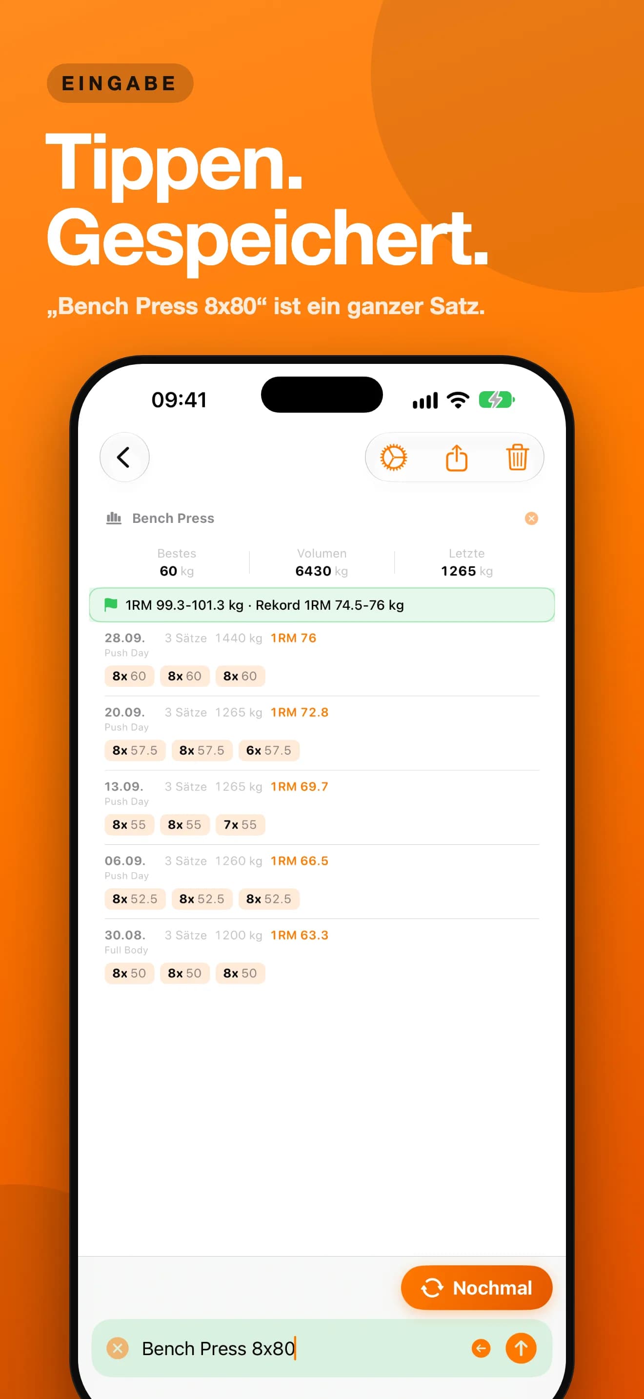 SetRepGo — Tippen. Gespeichert. (Vorschau-Screenshot)