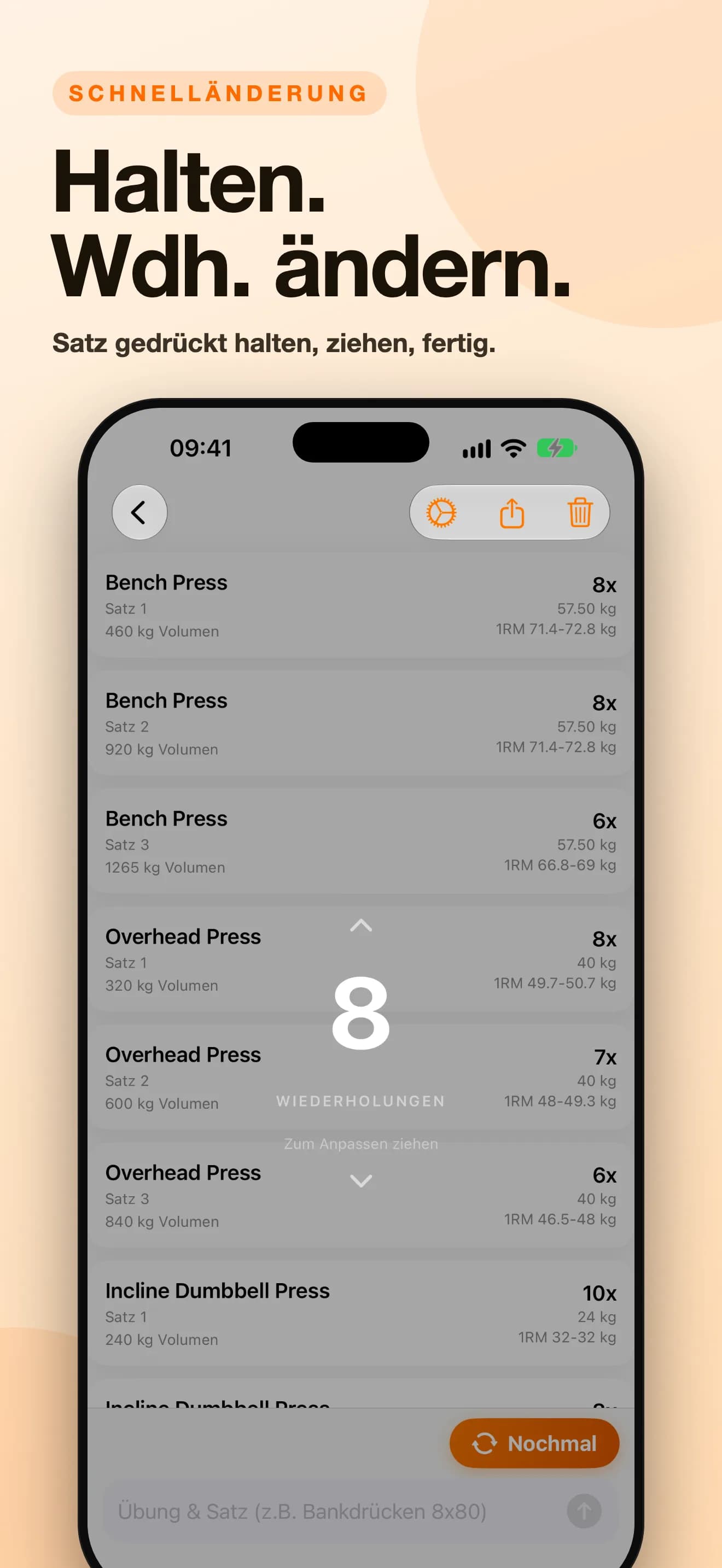 SetRepGo — Halten. Wdh. ändern. (Vorschau-Screenshot)