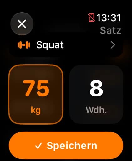 SetRepGo Apple Watch — Eingabe am Handgelenk
