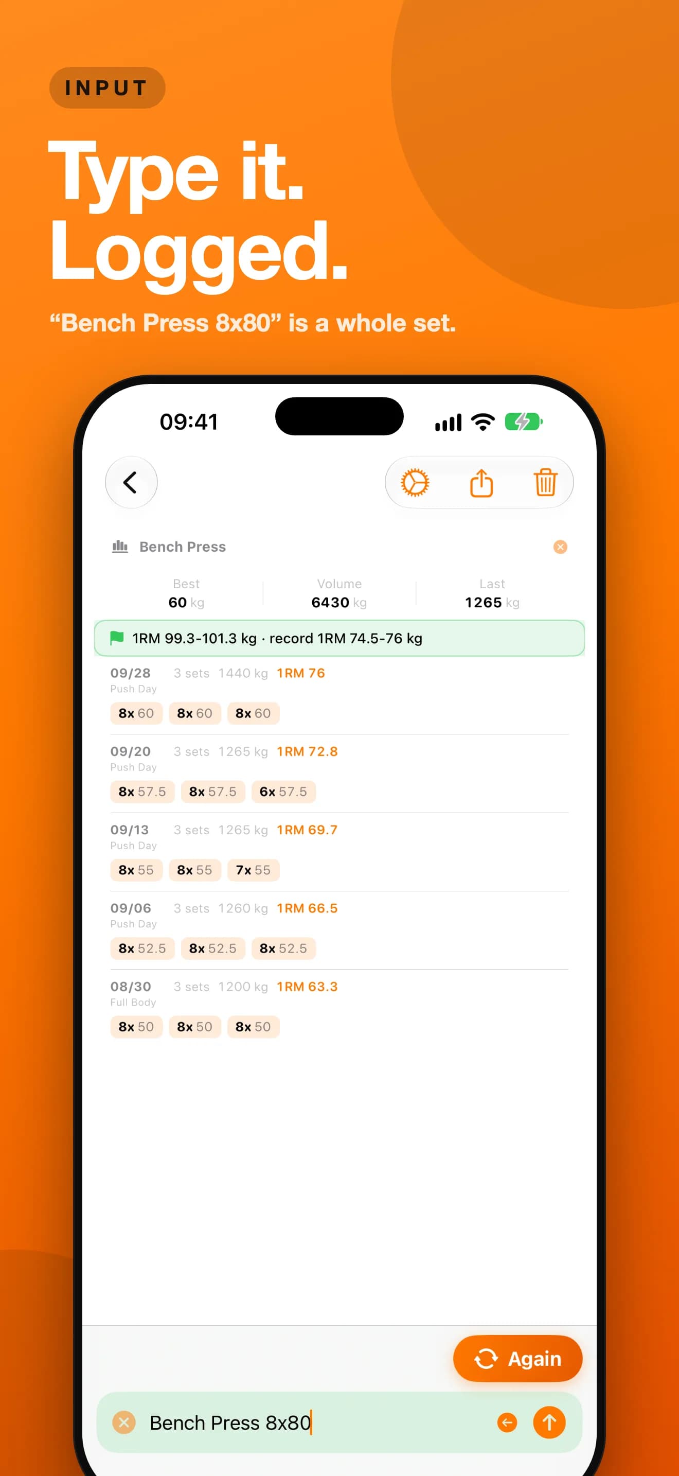 SetRepGo — Type it. Logged. (Vorschau-Screenshot)